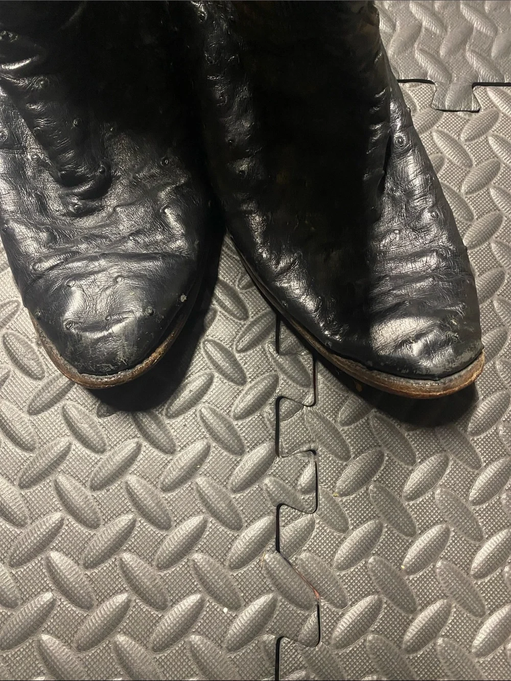Lucchese Classics Ostrich Cowboy Boots Men 13 D Black Cherry Inlay Western